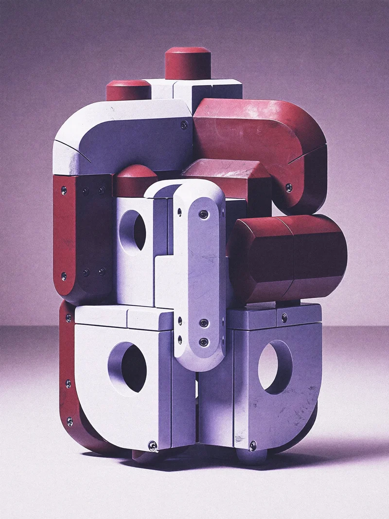 Illustration eines modularen geometrischen Konstruktionssets in Farbe